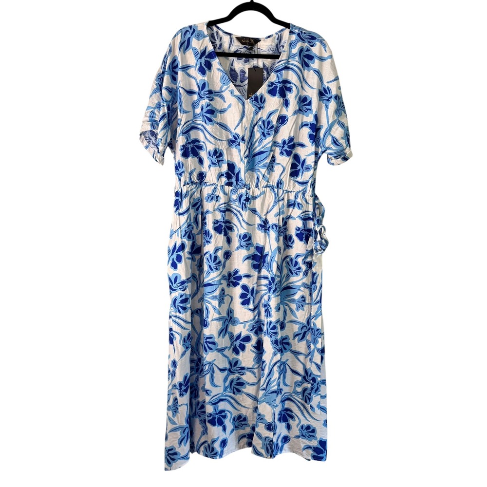Seta T Floral Maxi Dress V Neck‎ Short Sleeve Casual Summer Dress XL - Picture 8 of 9